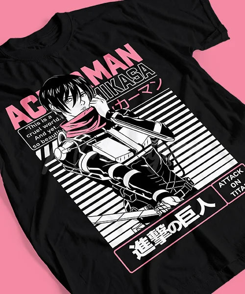 T-Shirt UNISEX ATTACK ON TITAN MIKASA ACKERMAN BATALLA FINAL