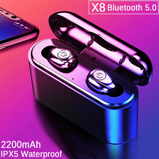 TWS X8 True Wireless Earbuds Bluetooth Earphones Mini TWS Waterproof Headfrees with 2200mAh Power Bank For All Phone