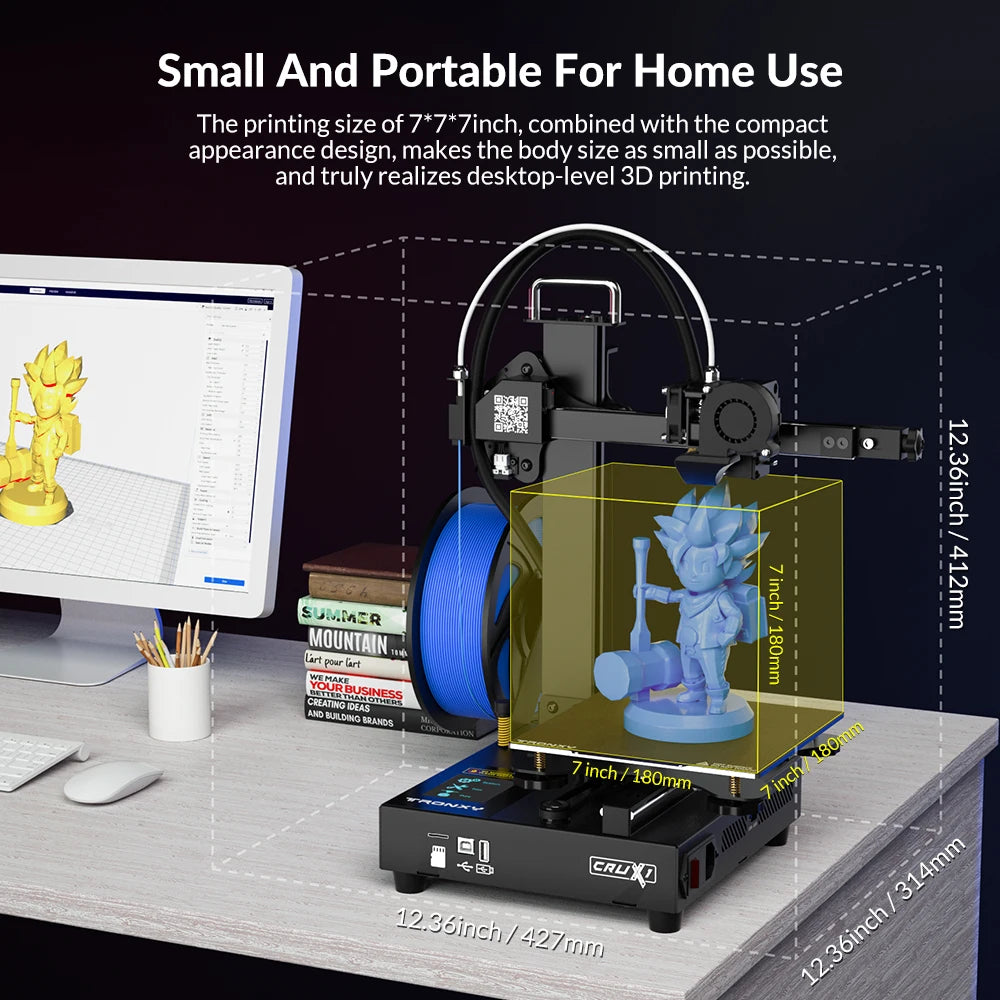 Tronxy CRUX1 Mini 3D Printer Kit - Easy to Use Entry Level FDM 3D Printer High Quality 180x180x180mm Print Size Ideal Gift